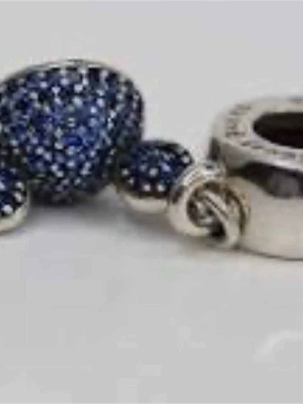 Pandora Silver Sparkling Mickey Mouse Ears Blue Pave Dangle Charm 791471NCB - Picture 2 of 9